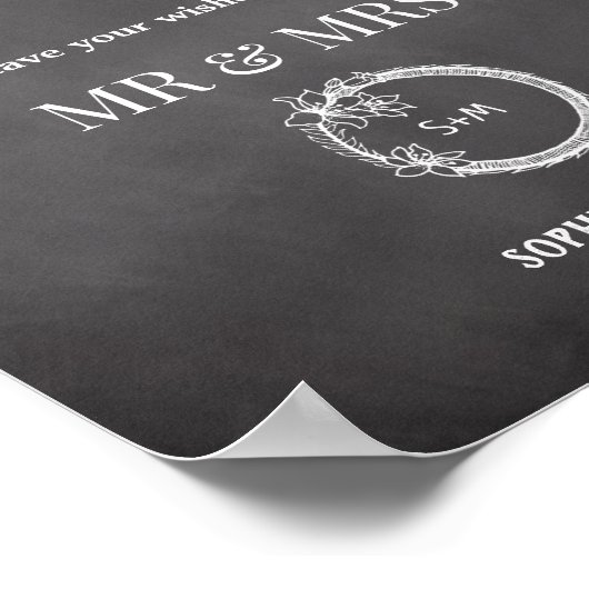 Schwarz-weißes Gästebuch Rustic Wedding Sign Poste (Ecke)