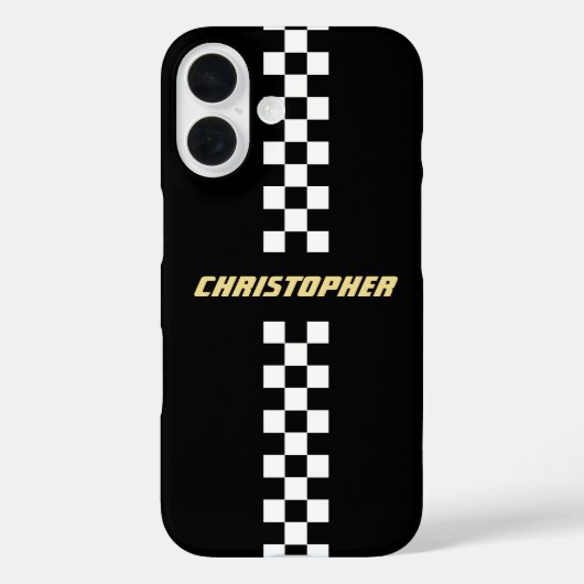 Schwarz-weißes Geländeflagge Gold Mit Monogramm Case-Mate iPhone Hülle (Rückseite)