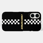 Schwarz-weißes Geländeflagge Gold Mit Monogramm Case-Mate iPhone Hülle (Rückseite (Horizontal))