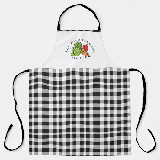 Schwarz-weißes Gemüsemarkt Schürze (Vorderseite)