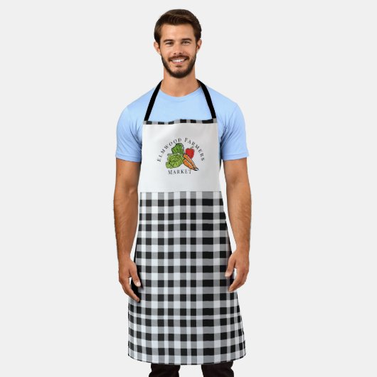 Schwarz-weißes Gemüsemarkt Schürze (Getragen)