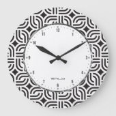 Schwarz-weißes geometrisches antikes Muster Große Wanduhr (Vorderseite)