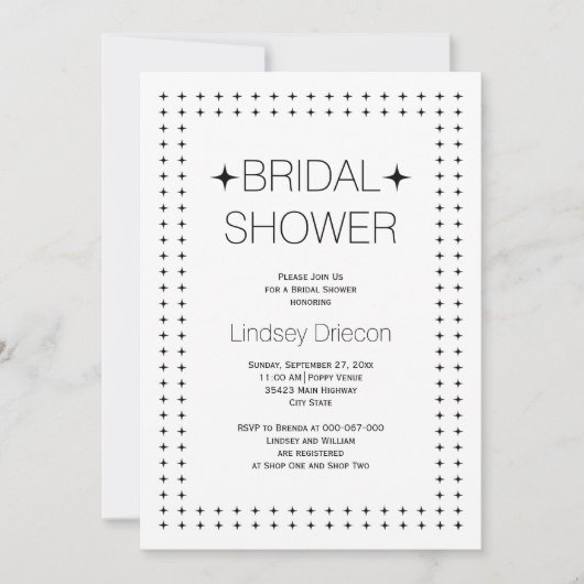 Schwarz-weißes geometrisches Brautparty Einladung (Vorderseite)