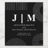 Schwarz-weißes geometrisches Design Einfache Kunst Weinetikett (Einzelnes Label)