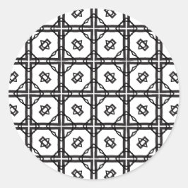 Schwarz-weißes geometrisches Doppelgitter Runder Aufkleber