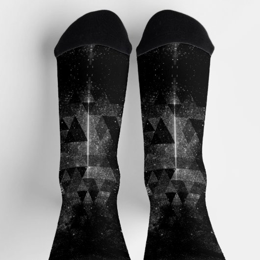Schwarz-weißes geometrisches funkelnd Universum ab Socken (Oben)