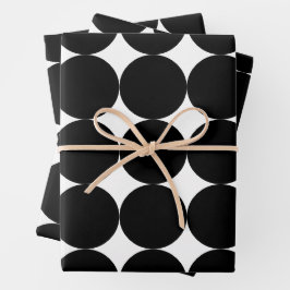 Schwarz-weißes geometrisches Kreismuster nach hint Geschenkpapier Set