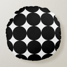 Schwarz-weißes geometrisches Kreismuster nach hint Rundes Kissen