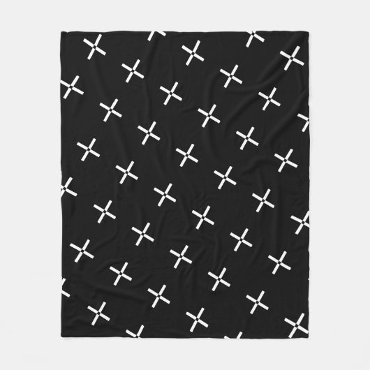 Schwarz-weißes geometrisches, modernes Muster Fleecedecke (Vorderseite)