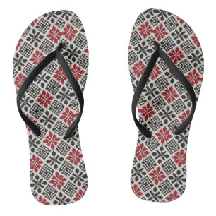 Schwarz-weißes geometrisches Muster Badesandalen