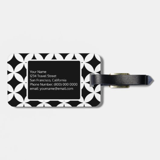 Schwarz-weißes geometrisches Muster, benutzerdefin Gepäckanhänger (Rückseite horizontal)