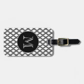 Schwarz-weißes geometrisches Muster, benutzerdefin Gepäckanhänger (Vorderseite horizontal)