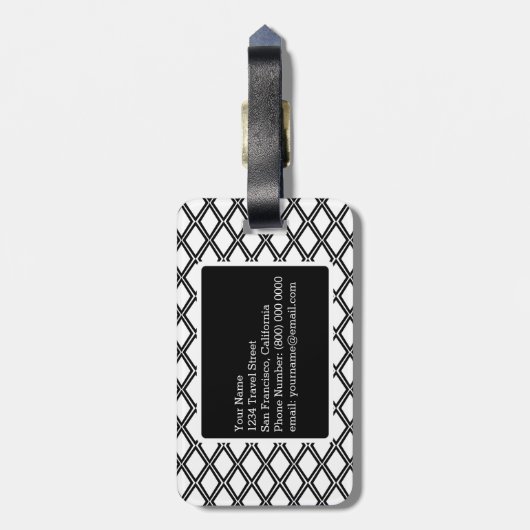 Schwarz-weißes geometrisches Muster, benutzerdefin Gepäckanhänger (Rückseite vertikal)