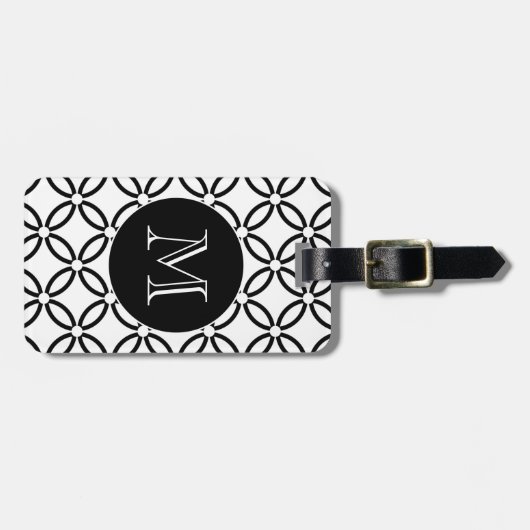Schwarz-weißes geometrisches Muster, benutzerdefin Gepäckanhänger (Vorderseite horizontal)