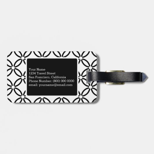 Schwarz-weißes geometrisches Muster, benutzerdefin Gepäckanhänger (Rückseite horizontal)