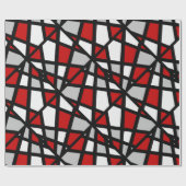 Schwarz-weißes geometrisches Muster in Red Gray Geschenkpapier (Flach)