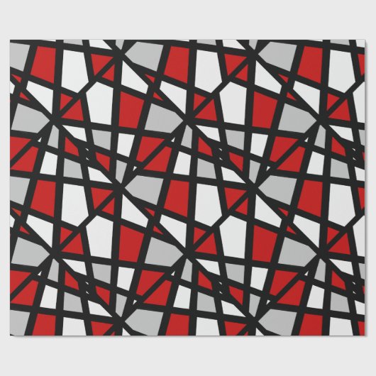 Schwarz-weißes geometrisches Muster in Red Gray Geschenkpapier (Flach)