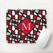 Schwarz-weißes geometrisches Muster in Red Gray Mousepad (Mit Mouse)