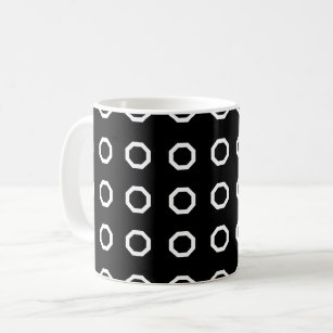 Schwarz-weißes geometrisches Octagon-Muster Kaffeetasse