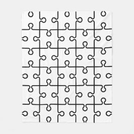 Schwarz-weißes geometrisches Puzzleteil-Retromuste Fleecedecke