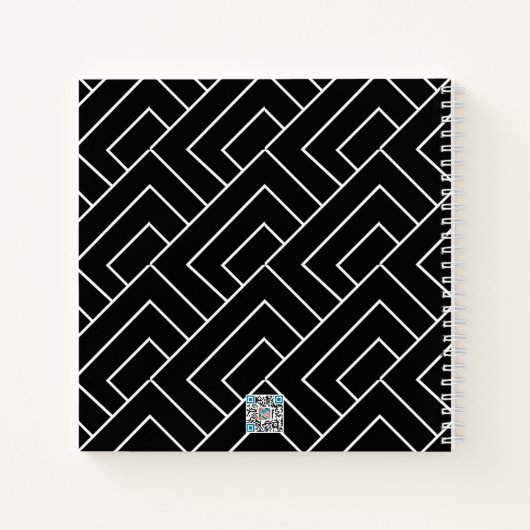 Schwarz-weißes geometrisches Zeilenblatt Notizblock (Rückseite)