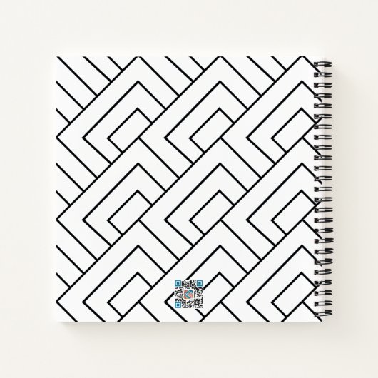 Schwarz-weißes geometrisches Zeilenblatt Notizblock (Rückseite)