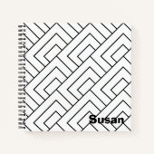 Schwarz-weißes geometrisches Zeilenblatt Notizblock (Vorderseite)