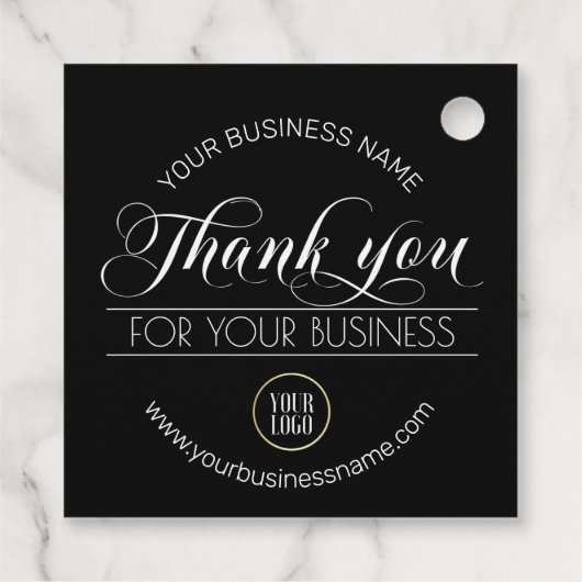 Schwarz-weißes Geschäftsdanken | Loggen Sie sich e Geschenkanhänger (Rückseite)