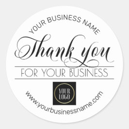 Schwarz-weißes Geschäftsdanken | LOGO hinzufügen Runder Aufkleber