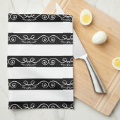 Schwarz-weißes gestreiftes Design Geschirrtuch (Viertel Falte)