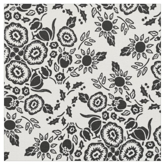 Schwarz-weißes Gewebe aus Floral Damask Stoff (Nahaufnahme)