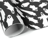 Schwarz-weißes Ghosts Halloween-Muster Geschenkpapier (Rolleneckpunkt)