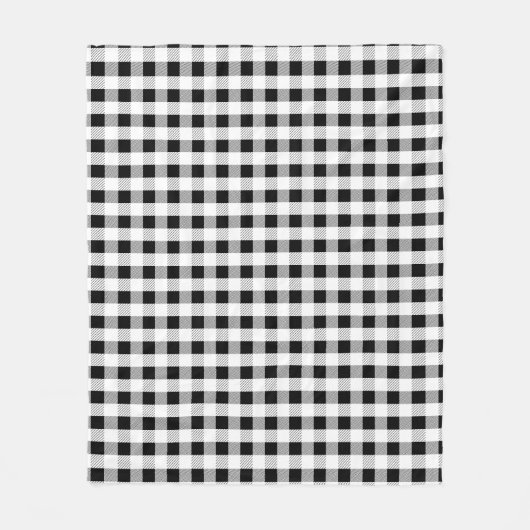 Schwarz-weißes Gingham-Muster-Design Fleecedecke (Vorderseite)