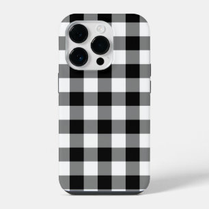 Schwarz-weißes Gingham-Muster iPhone 14 Pro Hülle