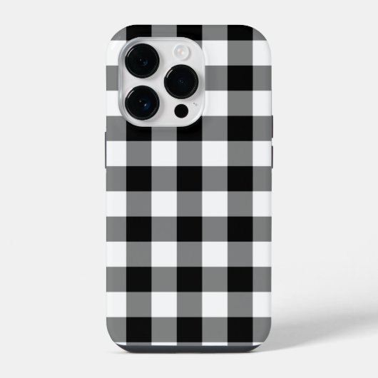 Schwarz-weißes Gingham-Muster iPhone Hülle (Rückseite)