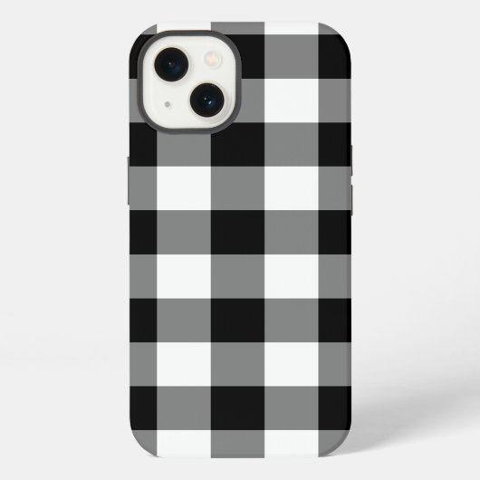 Schwarz-weißes Gingham-Muster iPhone Hülle (Rückseite)