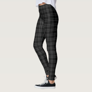 Schwarz-weißes Gitterkleiner Tartan kariert Leggings