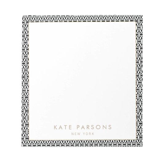 Schwarz-weißes Gittermuster Editor Notizblock (Vorderseite)