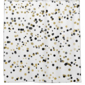 Schwarz-weißes Gold Confetti Dots Minimal Chic Gla Duschvorhang (Vorderseite)