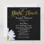Schwarz-weißes Gold Daisy Theme Brautparty Einladung (Vorderseite)