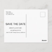 Schwarz-weißes Gold Foil Foto Save the Date Postka Postkarte (Rückseite)