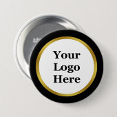 Schwarz-weißes Gold für Ihr Logo hier Vorlage Button (Vorne & Hinten)