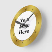 Schwarz-weißes Gold für Ihr Logo hier Vorlage Runde Wanduhr (Winkel)