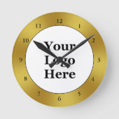 Schwarz-weißes Gold für Ihr Logo hier Vorlage Runde Wanduhr (Vorderseite)