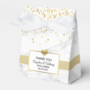 Schwarz-weißes Gold Heart Marble Gefallen Hochzeit Geschenkschachtel