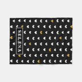 Schwarz-weißes Gold Herzmuster mit Individuelle Na Fleecedecke (Vorderseite (Horizontal))