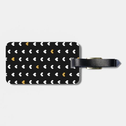 Schwarz-weißes Gold Herzmuster mit Individuelle Na Gepäckanhänger (Rückseite horizontal)