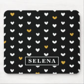 Schwarz-weißes Gold Herzmuster mit Individuelle Na Mousepad (Vorne)