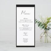Schwarz-weißes Gold Modern Minimal Wedding Menü Menükarte (Stehend Vorderseite)
