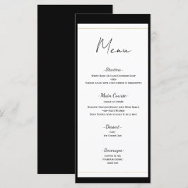 Schwarz-weißes Gold Modern Minimal Wedding Menü Menükarte